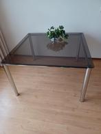 Glazen eetkamertafel, Huis en Inrichting, Tafels | Salontafels, 100 tot 150 cm, 100 tot 150 cm, Rond, Gebruikt