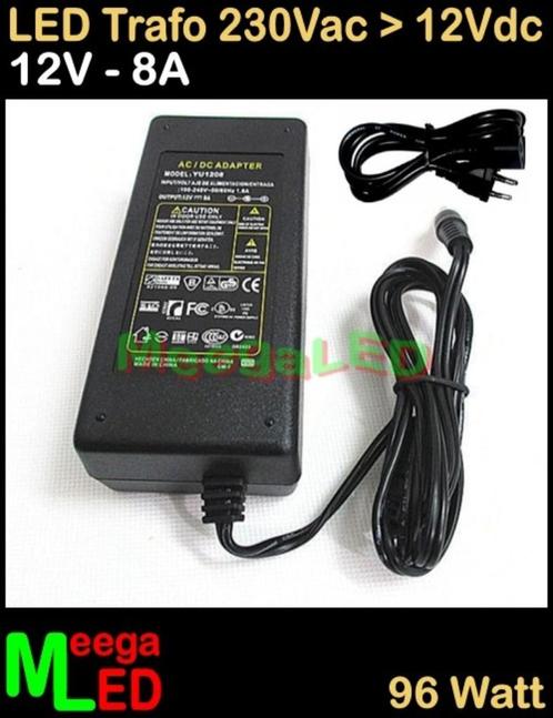 LED Trafo Voeding Adapter Driver - 230V > 12V - 8A = 96W - S, Huis en Inrichting, Lampen | Overige, Nieuw, Ophalen of Verzenden