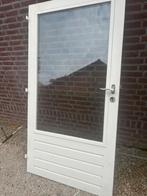 Te koop hardhouten deur dubbel glas gegrond, 80 tot 100 cm, Ophalen of Verzenden, 200 tot 215 cm, Glas