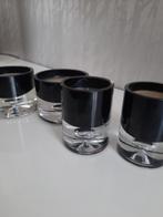 Waxinelicht houder Krosno zwart/helder glas. 4 stuks. Set .., Ophalen of Verzenden, Zo goed als nieuw, Zwart
