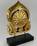 19e eeuw Antiek Thais houtsnijwerk tempelgrenssteen Thailand, Ophalen of Verzenden