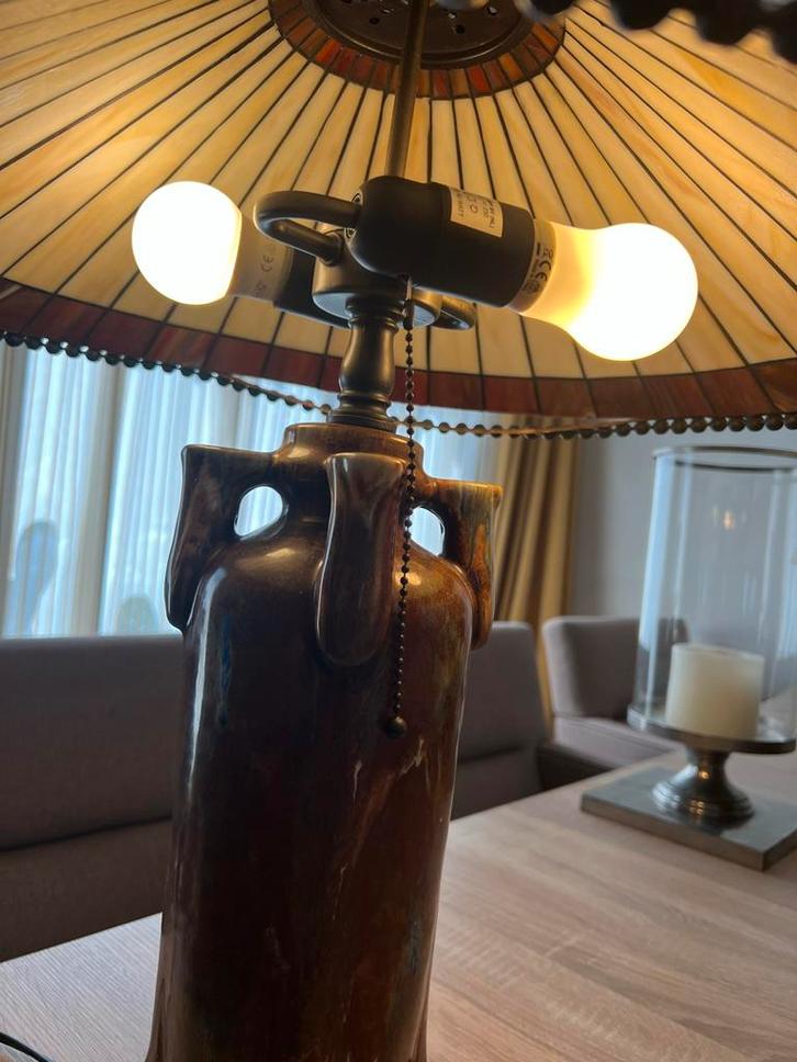 Tiffany Lamp met Keramische Voet, Antiek en Kunst, Antiek | Lampen, Ophalen of Verzenden