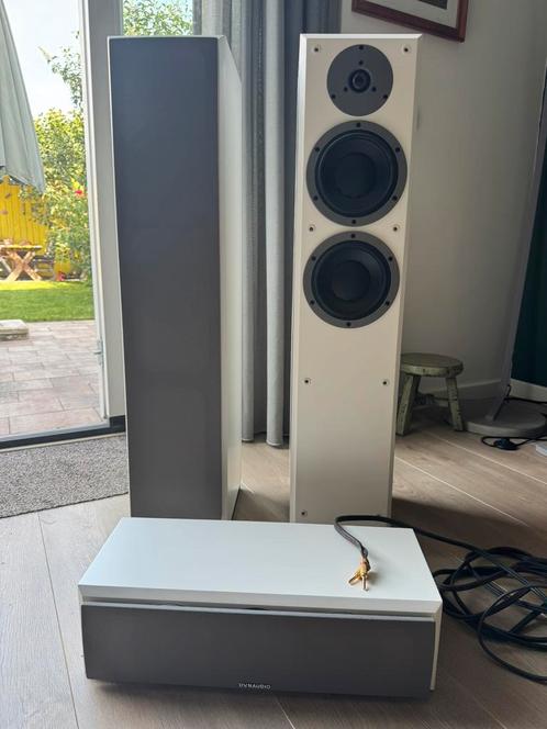 Dynaudio Emit M30 & M15C, ivoorwit, Audio, Tv en Foto, Luidsprekers, Gebruikt, Front, Rear of Stereo speakers, 120 watt of meer