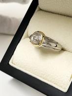 18 K Bicolor Gouden Solitair Ring ca 0.50 crt Diamant TW VVS, Sieraden, Tassen en Uiterlijk, Ringen, Goud, 18 tot 19, Goud, Met edelsteen