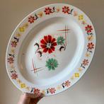 Grote Vintage Emaille Gekleurde Serveerschaal, Bloemen Retro, Antiek en Kunst, Antiek | Emaille, Ophalen of Verzenden