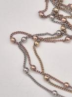 Zilveren ketting tricolor 925, Verstelbaar, Verzenden, Zo goed als nieuw, Zilver