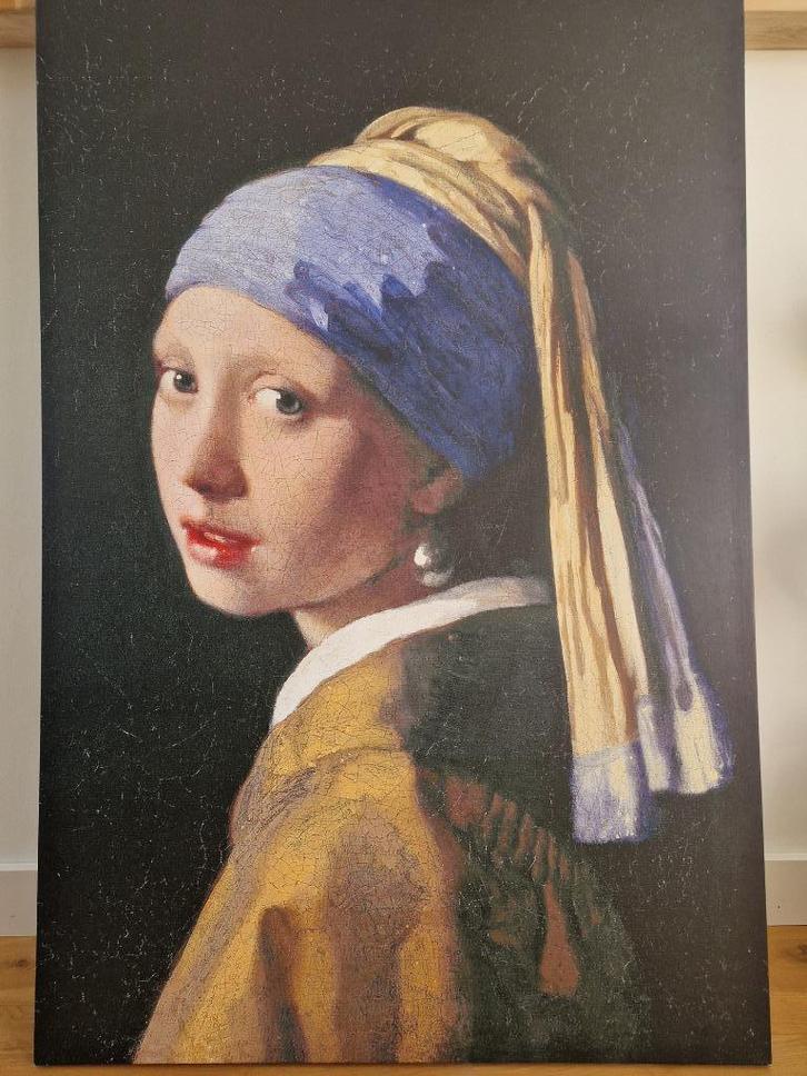 Meisje met de Parel - Canvas - 100 x 150 CM, Antiek en Kunst, Kunst | Schilderijen | Modern, Ophalen