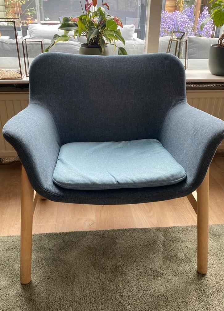 Ikea Vedbo fauteuil kleur gunnared blauw, Huis en Inrichting, Fauteuils, Gebruikt, Stof, 50 tot 75 cm, 75 tot 100 cm, Ophalen
