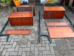 Teeffelen systeem wand kast jaren 50-60 design teak €1245, Gebruikt, 200 cm of meer, Met deur(en), 150 tot 200 cm
