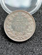 25 Cent 1905 PR-, Postzegels en Munten, Munten | Nederland, Zilver, Koningin Wilhelmina, Ophalen of Verzenden, Losse munt