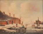 19 eeuws ijspret - olieverf op doek, Ophalen of Verzenden