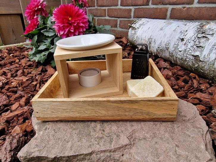 Amberblokjes 4-delig cadeau set (zwarte rasp), Huis en Inrichting, Woonaccessoires | Kandelaars en Kaarsen, Nieuw, Minder dan 25 cm