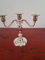 Verzilverde kandelaar voor drie kaarsen, Antiek en Kunst, Ophalen of Verzenden, Zilver