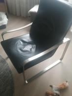 Rolf Benz zwarte leren fauteuil gebruikt, Huis en Inrichting, Fauteuils, Ophalen, Gebruikt, 50 tot 75 cm
