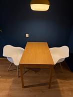 Uitschuifbare eettafel met 2 kuipstoelen, Ophalen, Gebruikt, 100 tot 150 cm, 50 tot 100 cm