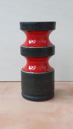 Geometrische zwart rode vaas, jaren 60 70, ongemerkt, 20 cm, Antiek en Kunst, Ophalen of Verzenden