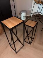 Set van 2 plantentafeltjes, Huis en Inrichting, Tafels | Bijzettafels, Minder dan 55 cm, Vierkant, Nieuw, Hout