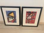 2 Corneille posters met clown ingelijst en passe-partout, Antiek en Kunst, Ophalen