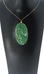 Jade bloem 14k gouden vintage ketting hanger dames fraai