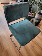 2x eetkamerstoel - turquoise buisframe, Huis en Inrichting, Stoelen, Ophalen, Gebruikt, Twee, Overige kleuren