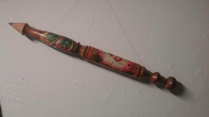 Groot handbeschilderd potlood (39 cm) Fraai design object., Antiek en Kunst, Kunst | Designobjecten, Ophalen of Verzenden