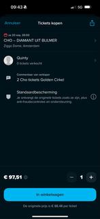 Cho tickets via ticketswap, Tickets en Kaartjes, Twee personen, September