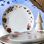 Set van 4 Dinerborden Rien Poortvliet Kabouters, Ophalen of Verzenden, Zo goed als nieuw, Bord(en), Overige stijlen