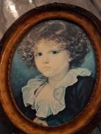 Oude prent van kind in ovale lijst, Antiek en Kunst, Ophalen of Verzenden
