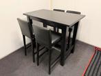 Hoge zwarte tafel met 4 barkrukken, Ophalen of Verzenden, Zo goed als nieuw