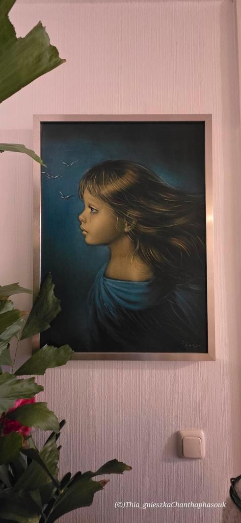 Ontroerend schilderij "Huilend Meisje" 54x74 cm, Antiek en Kunst, Kunst | Schilderijen | Klassiek, Ophalen of Verzenden