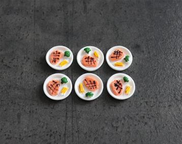 Bordje biefstuk patat broccoli miniatuur nieuw 1:12 - 1 st beschikbaar voor biedingen