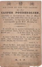 Casper Pouderoijen 1787 - 1841 Rotterdam, 53 jaar oud, Verzamelen, Bidprentjes en Rouwkaarten, Ophalen