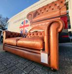 Chesterfield bank cognac / kastanje bruin leer., Huis en Inrichting, Ophalen, Gebruikt, 150 tot 200 cm, Leer