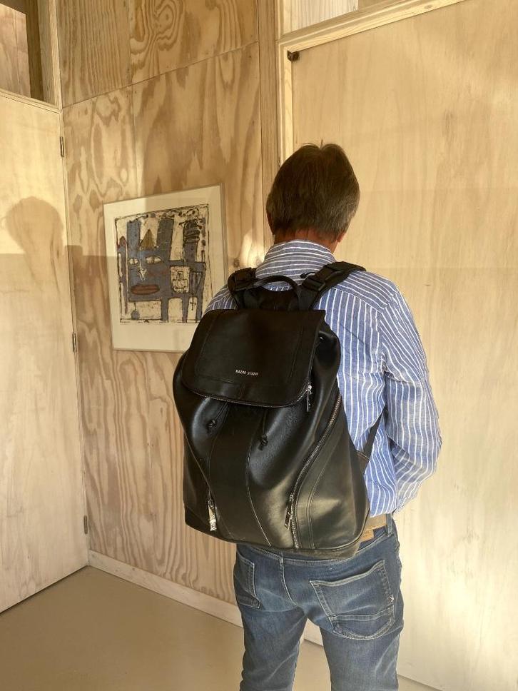 "Bryden" Zwart Leren Rugzak met laptopvak van Kazar Studio, Sieraden, Tassen en Uiterlijk, Tassen | Rugtassen, Zo goed als nieuw