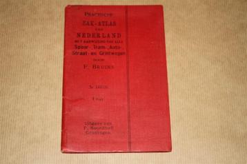 Practische Zak-Atlas v Nederland - F. Bruins - 1910 !! beschikbaar voor biedingen