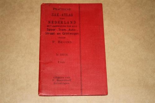 Practische Zak-Atlas v Nederland - F. Bruins - 1910 !!, Boeken, Atlassen en Landkaarten, Zo goed als nieuw, Landkaart, Nederland