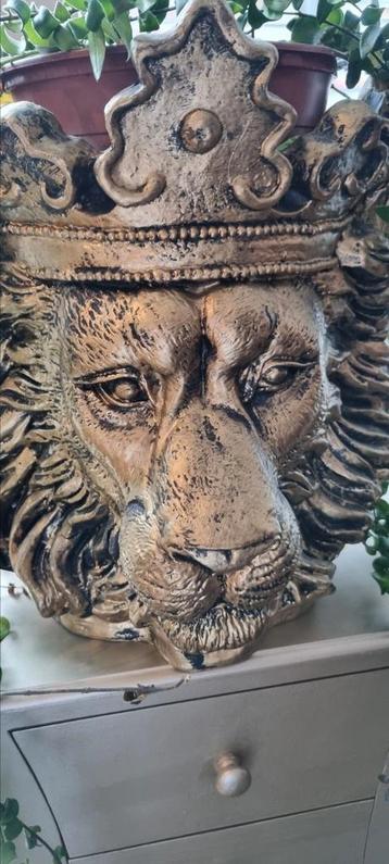 APART !! plantenpot leeuw lion bronskleur grote pot bloempot beschikbaar voor biedingen