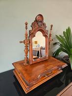 Antieke houten kaptafel spiegel, mahonie, Biedermeier stijl, Ophalen, Rechthoekig, Minder dan 50 cm, Minder dan 100 cm