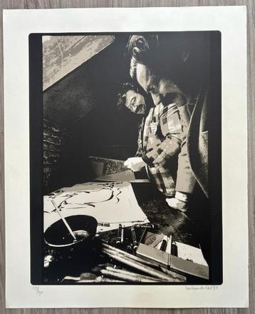 Zeefdruk Henk van der Vet-Karel Appel en Christian Dotremont beschikbaar voor biedingen