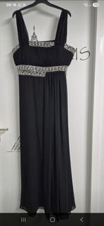 Elegante zwarte avondjurk met strass, Maat 38/40 (M), Zwart, Ophalen of Verzenden, Onder de knie