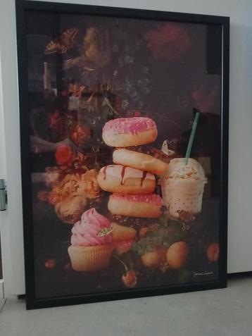 Mooie, kleurrijke plaat / poster (50x70 cm) in zwarte lijst beschikbaar voor biedingen