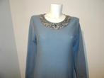 Hemisphere oceaan blauwe cashmere jurk kralen halslijn 38, Maat 38/40 (M), Zo goed als nieuw, Knielengte, Verzenden