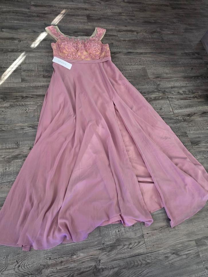 Azazie Avondjurk - Prachtige Galajurk, Kleding | Dames, Jurken, Nieuw, Maat 42/44 (L), Roze, Onder de knie, Ophalen of Verzenden