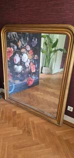 Antieke Louis Philippe Franse brocante spiegel 125X146h goud, Ophalen, Ovaal, 100 tot 150 cm, 100 tot 150 cm