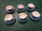 6 Kop en Schotels Blauw Wit Willow Pattern, Verzenden