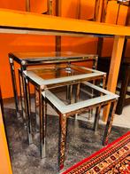 Nesting set hoge bijzettafels glas en chrome, Ophalen