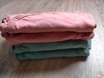 Prenatal baby rompers 4st maat 62/68 lane mouw groen & roze beschikbaar voor biedingen