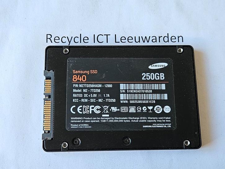 Samsung 250gb laptop ssd hdd hardeschijf 840, Computers en Software, Harde schijven, Gebruikt, Laptop, Intern, SSD, SATA, Ophalen of Verzenden