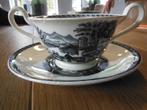 zwart/creme Wedgwood Etruria England 2 oor soepkop/ schotel, Verzenden