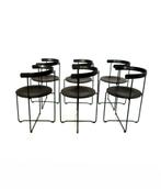6x Design klapstoelen ‘Soley’, Kusch & Co ‘80, Huis en Inrichting, Stoelen, Zwart, Ophalen of Verzenden, Zo goed als nieuw, Vintage retro buisframe design rotan webbing papercord